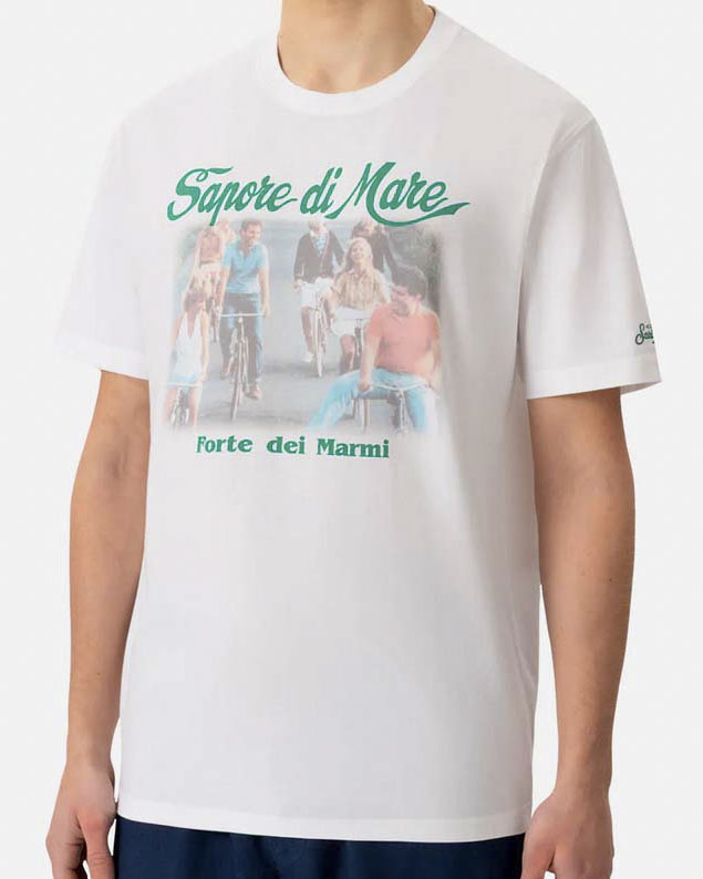 T-shirt bianca con stampa film Sapore di Mare sul petto