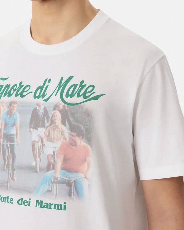 T-shirt MC2 Saint Barth bianca con stampa film Sapore di Mare sul petto image