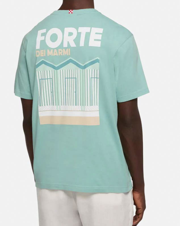 T-shirt MC2 Saint Barth salvia con scritta Forte dei Marmi sul petto e maxi stampa grafica sul retro image