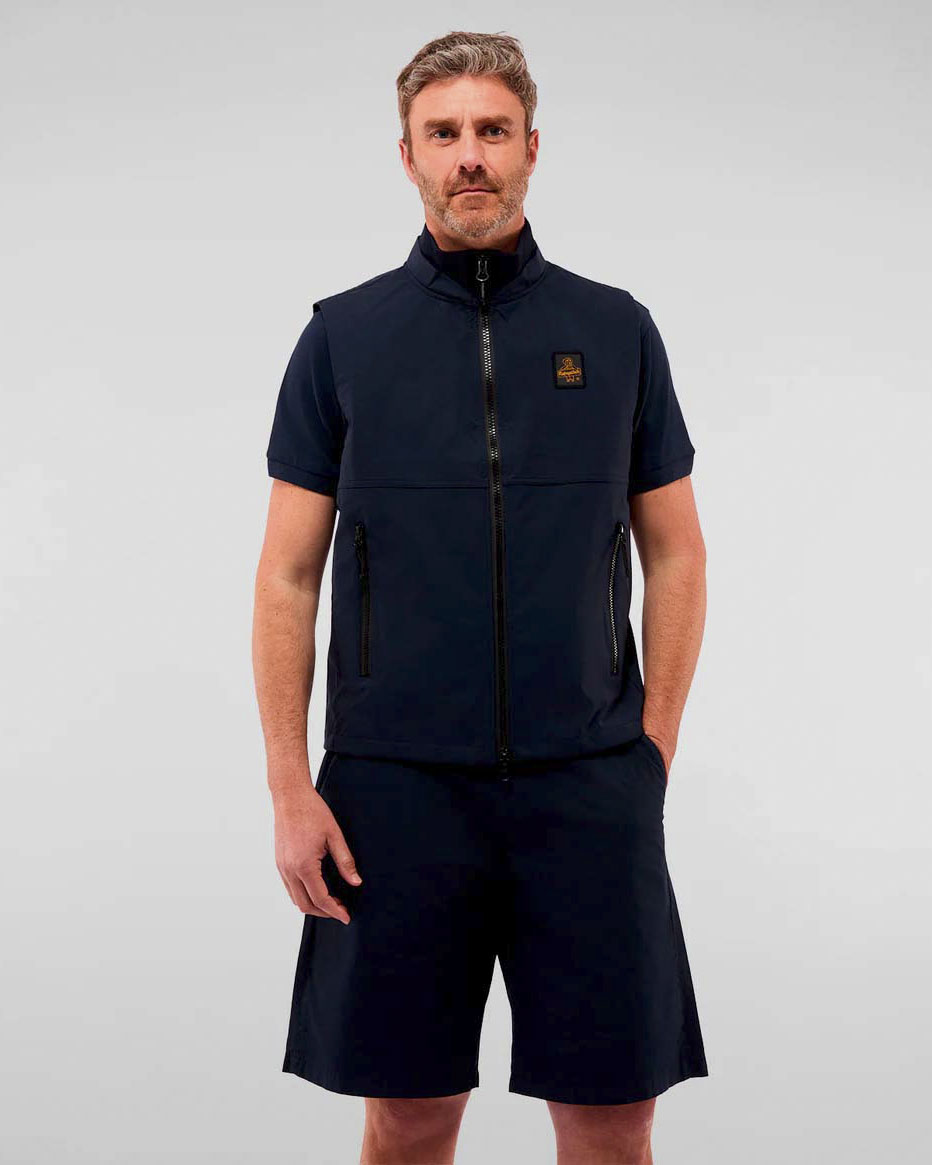 Gilet Eric Refrigiwear blu in softshell con patch logo applicato sul petto