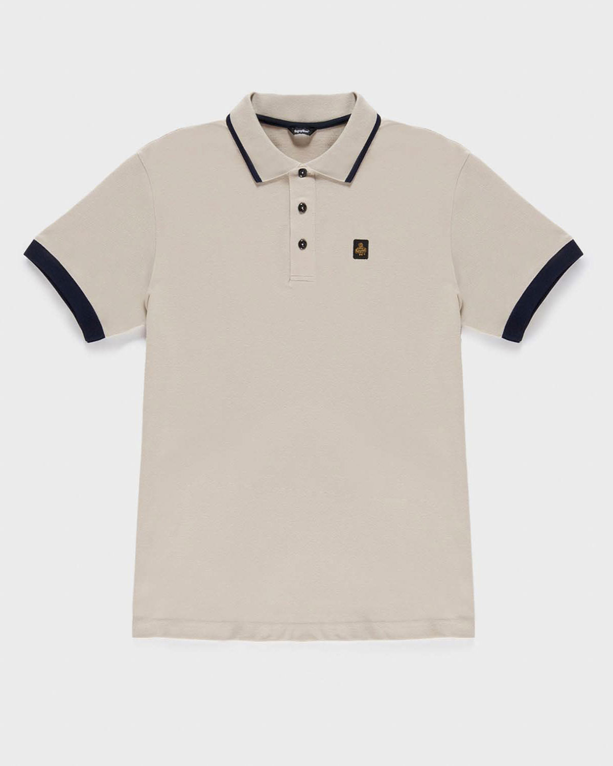 Polo mezza manica sabbia in cotone stretch con bordino in contrasto