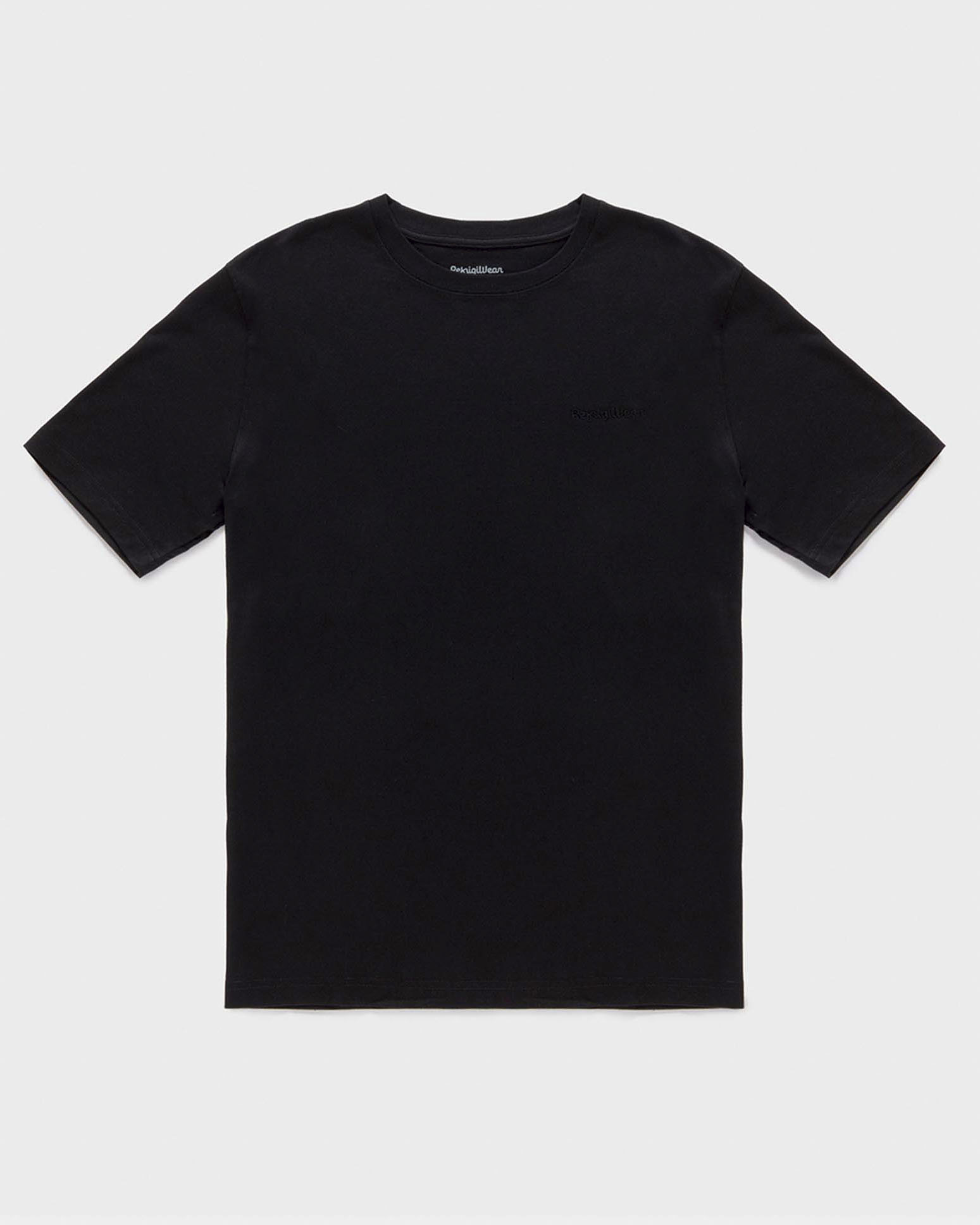T-shirt mezza manica nera con logo scritta ricamato in tono sul petto
