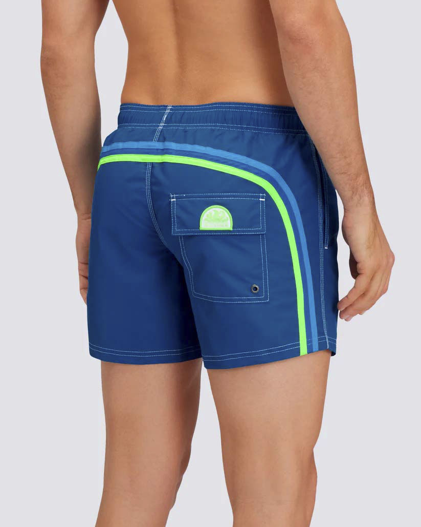 Boxer mare corto Sundek blu royal con arcobaleno celeste indaco e giallo fluo image