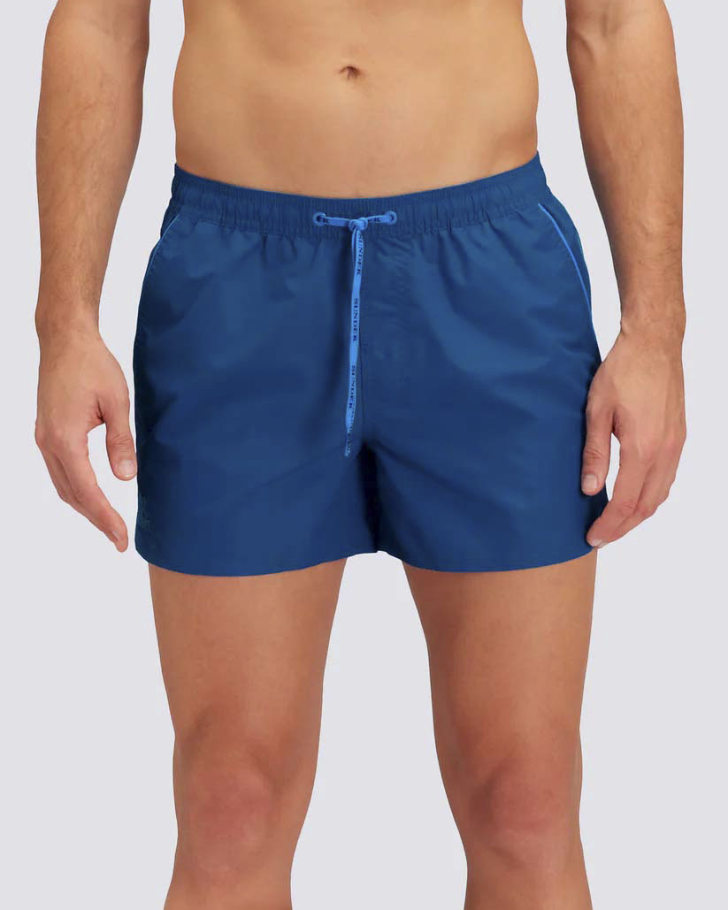 Boxer mare corto Sundek blu indaco con piping celeste