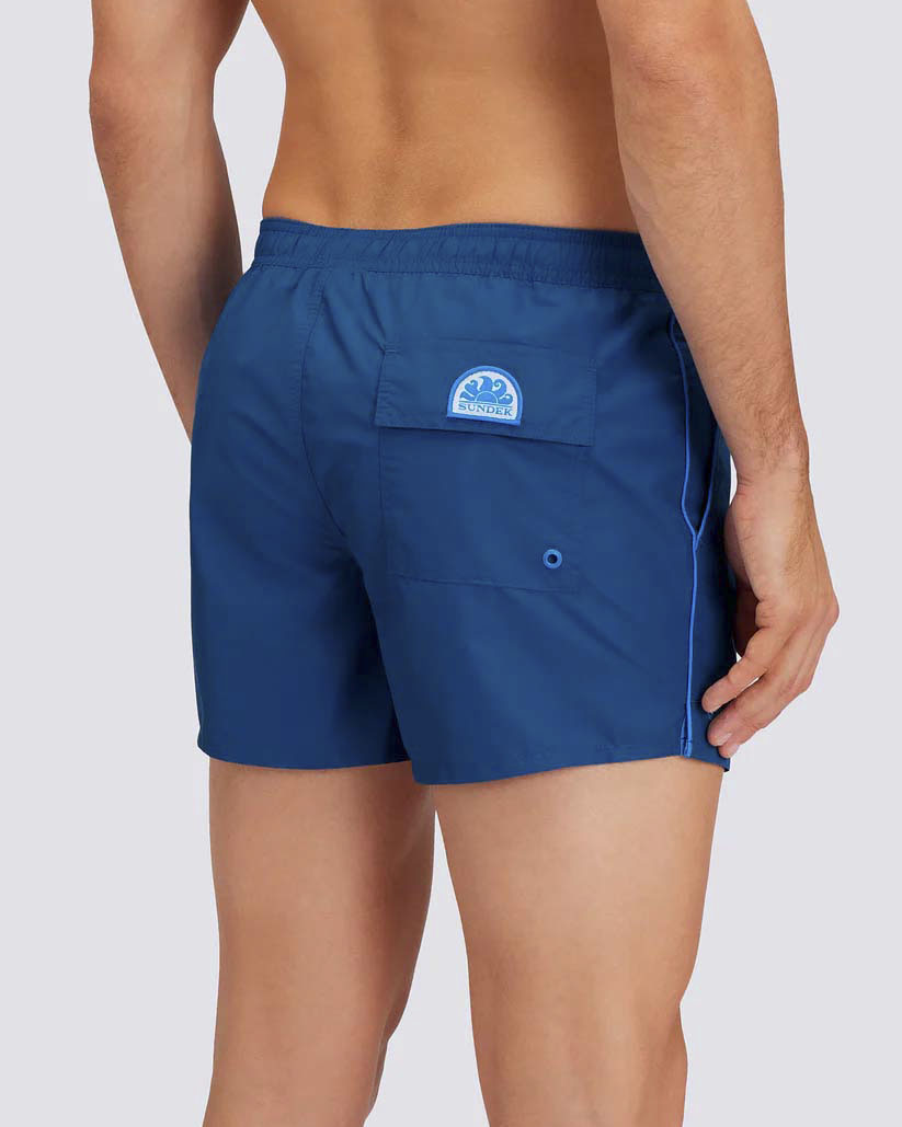 Boxer mare corto Sundek blu indaco con piping celeste image