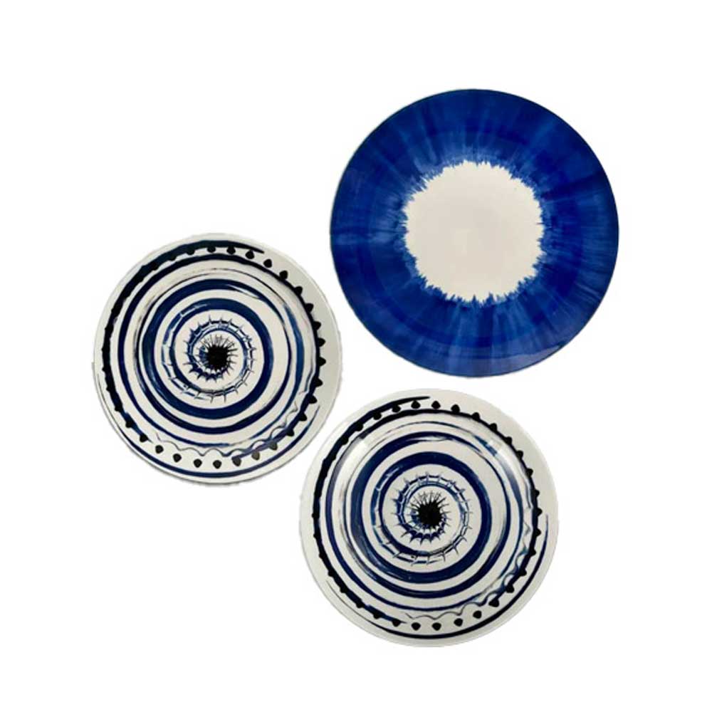 Arca Servizio 18 Piatti Apulia Spirale Blu In Porcellana