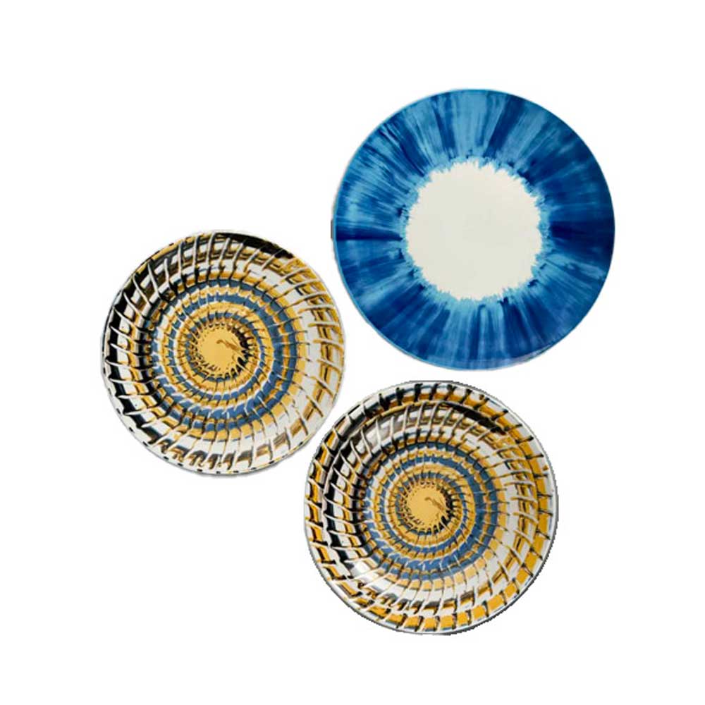 Arca Servizio 18 Piatti Apulia Riccio Blu In Porcellana