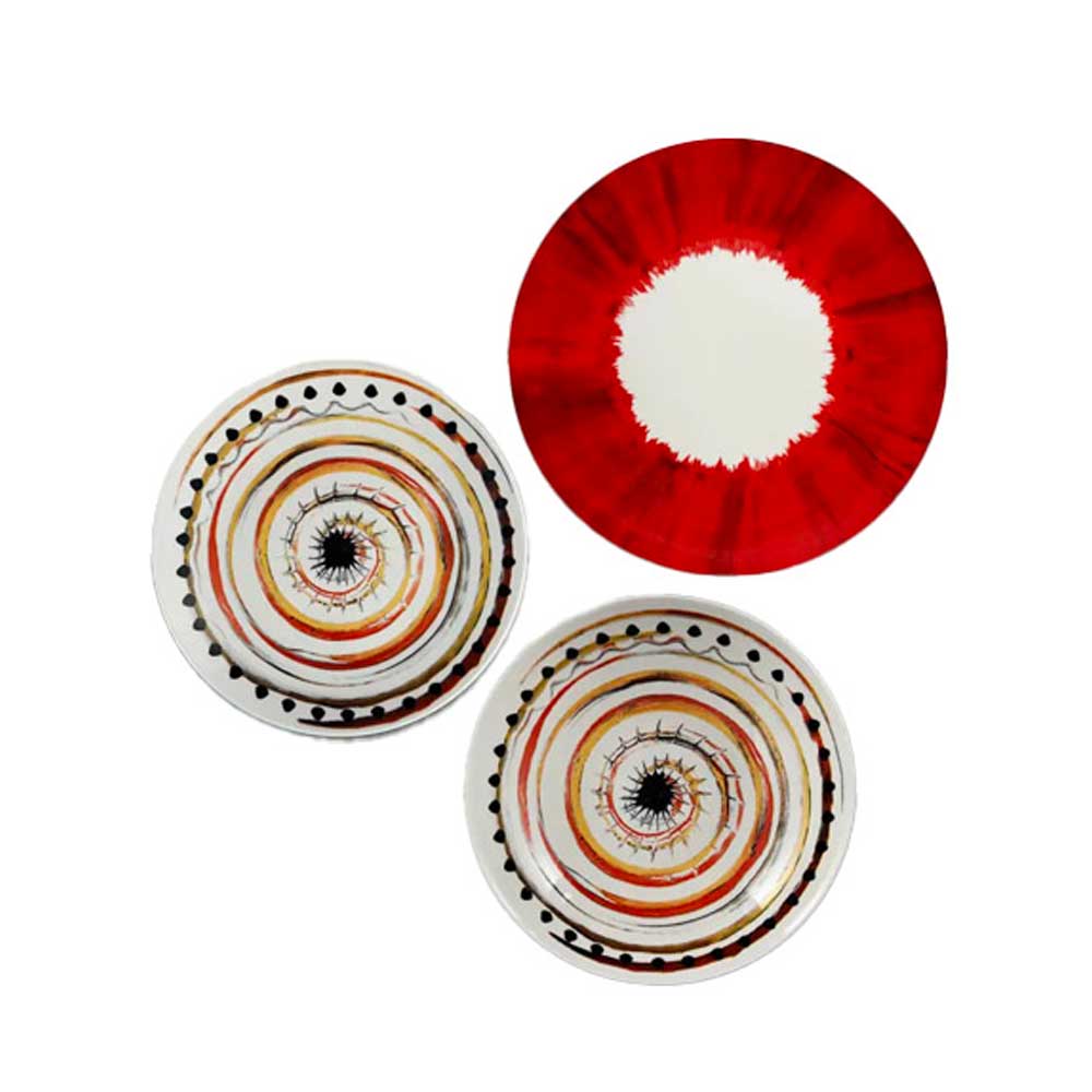 Arca Servizio 18 Piatti Apulia Spirale Rosso In Porcellana