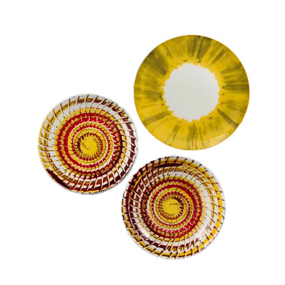 Arca Servizio 18 Piatti Apulia Riccio Giallo In Porcellana