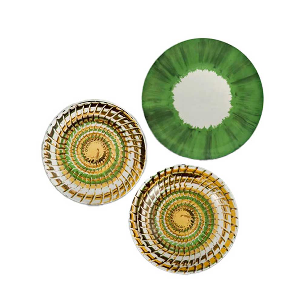 Arca Servizio 18 Piatti Apulia Riccio Verde In Porcellana