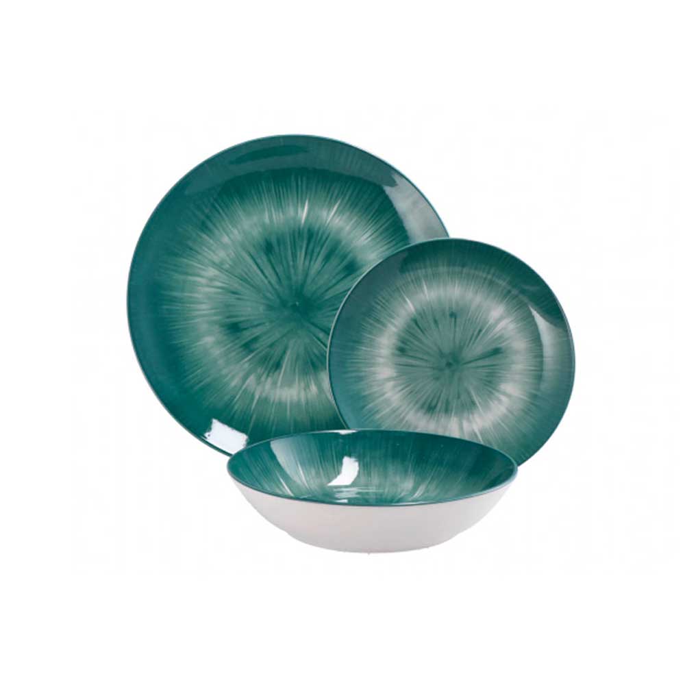 Ad Trend Servizio 18 Piatti Verde In Ceramica