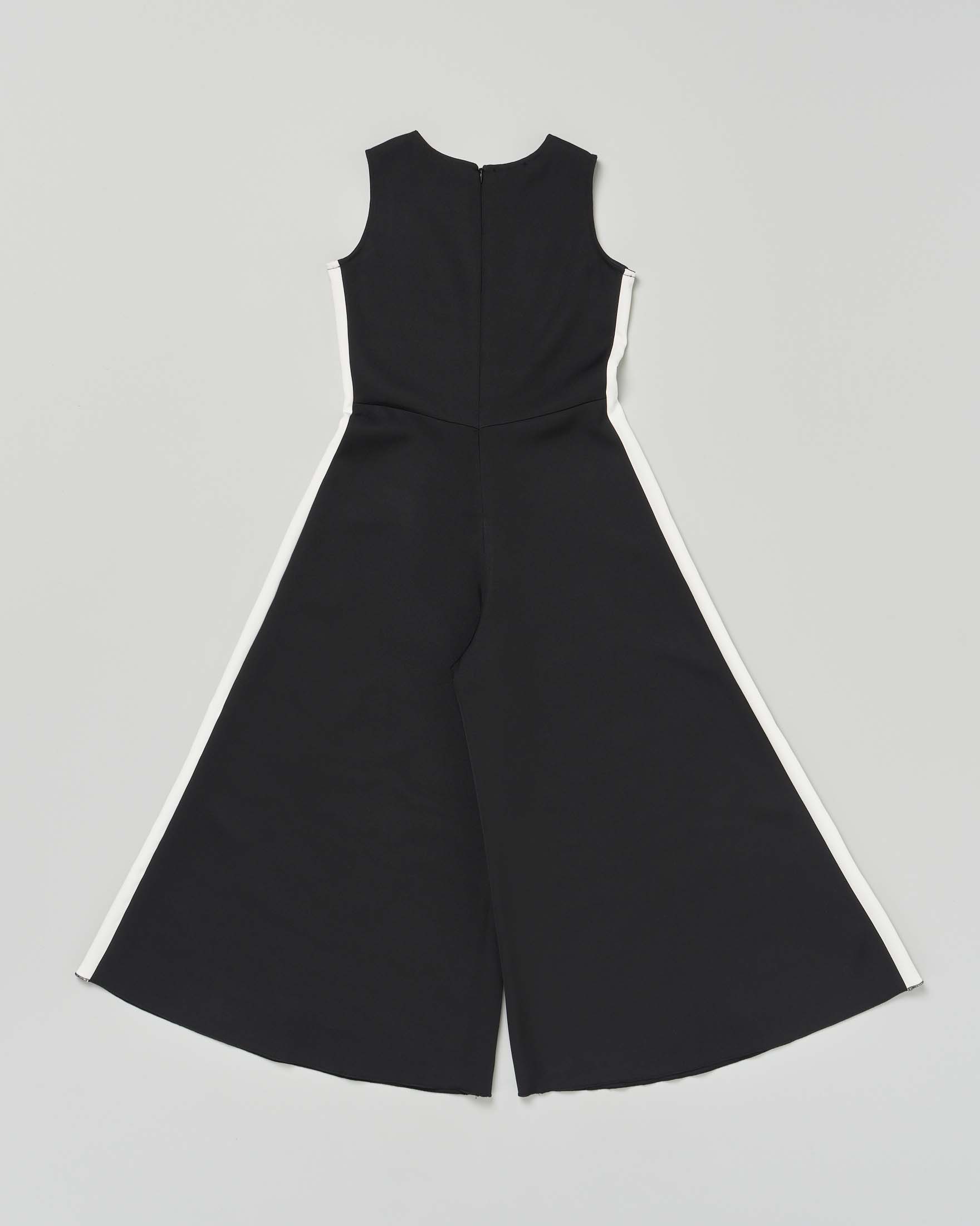 Abito tuta Elsy nero in cady senza maniche con bande bianche