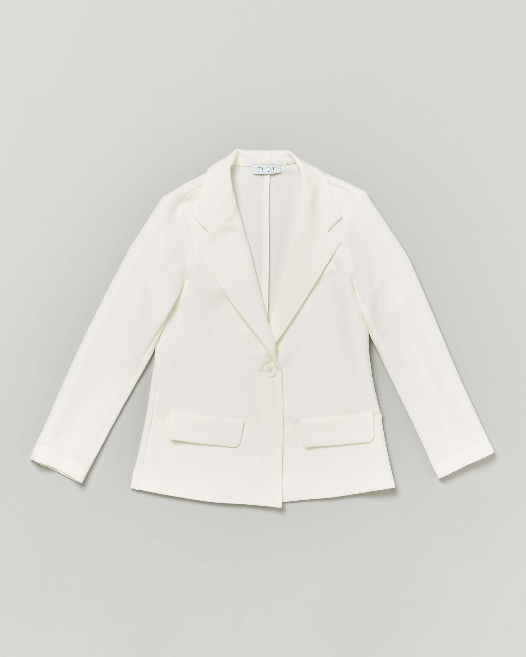 Blazer monopetto bianco in cady