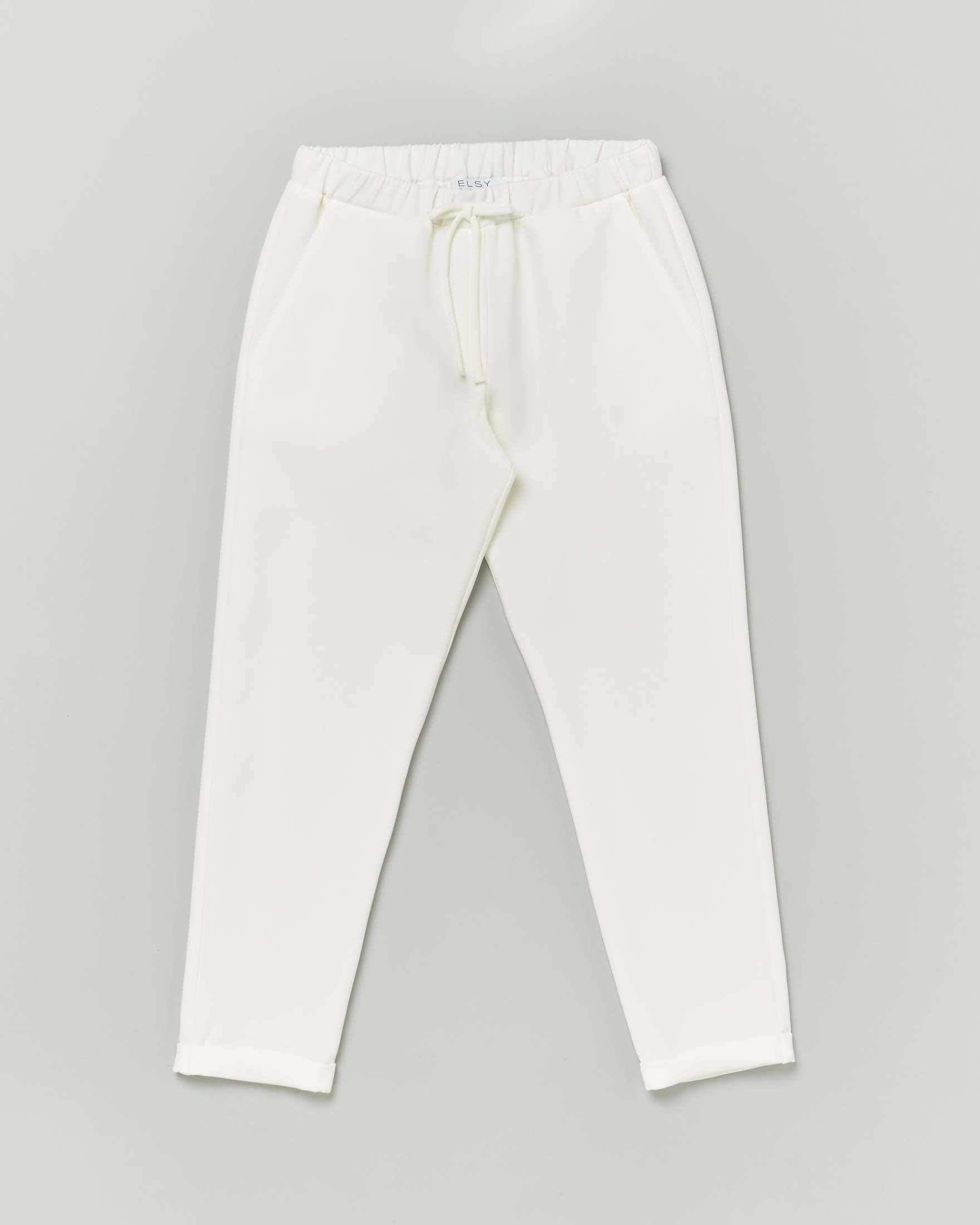 Pantalone loose fit bianco in cady