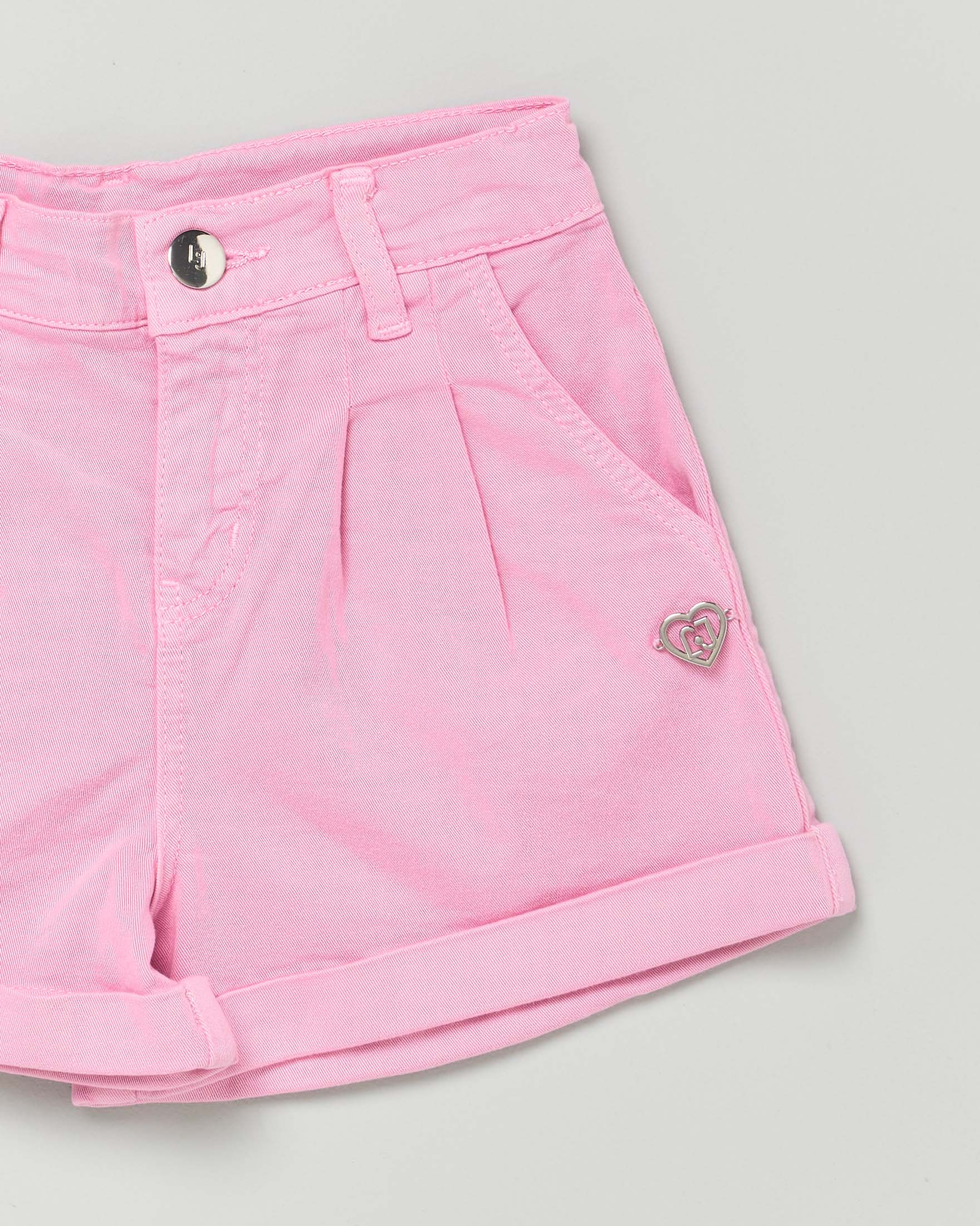 Short Liu-Jo rosa in gabardina di cotone stretch