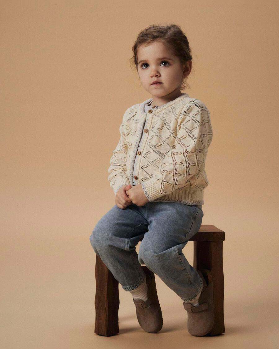 Cardigan Lil'Atelier punzonato color panna