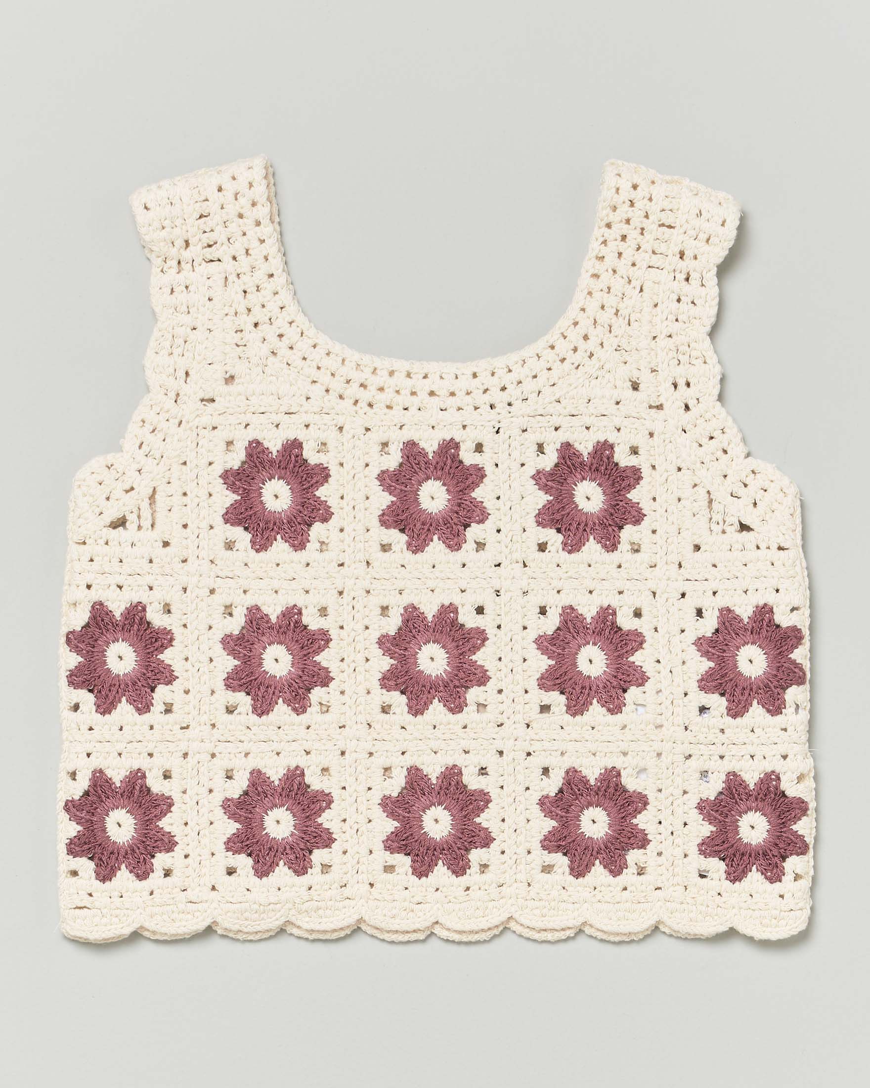 Gilet Lil' Atelier ecrù in maglia con lavorazione crochet a fiori image