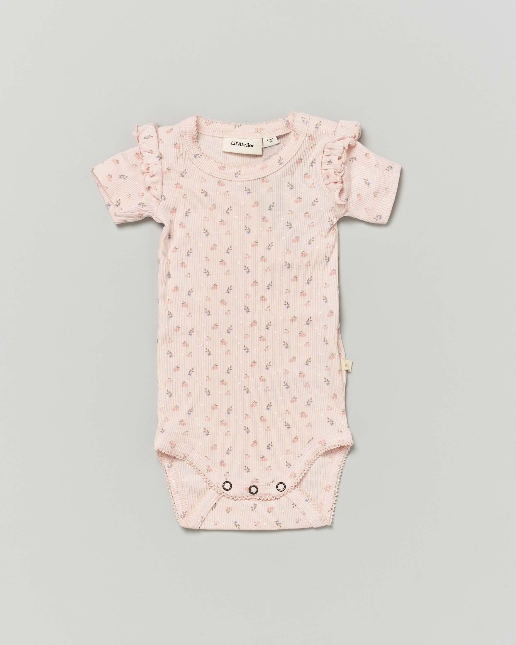 Body Lil'Atelier rosa a costine con stampa floreale