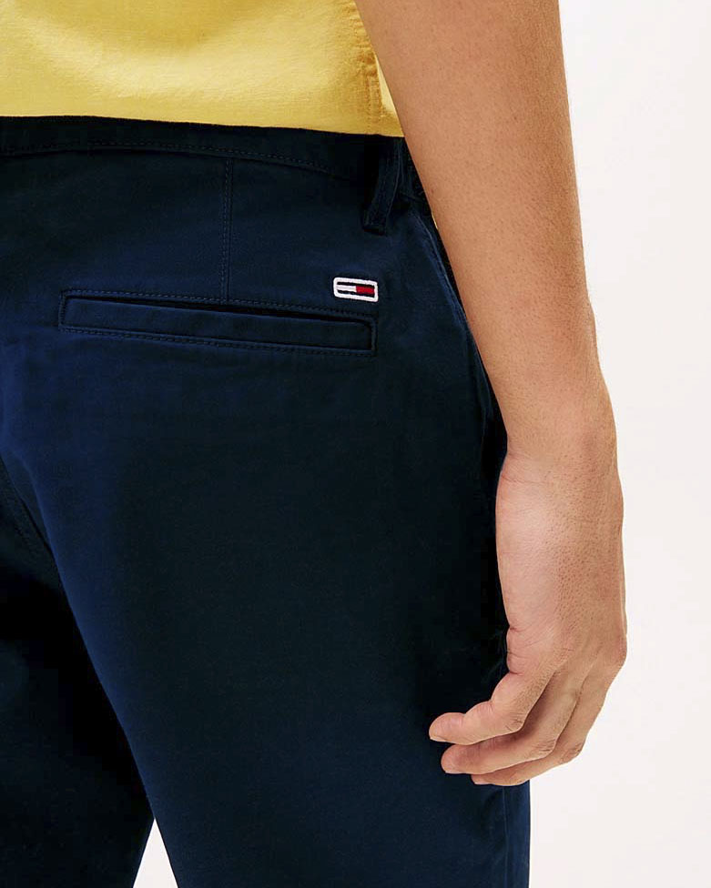 Bermuda chino Tommy Jeans blu in gabardina di cotone stretch