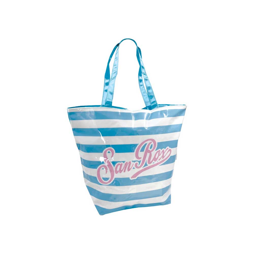 Coveri Collection Borsa Mare A Righe In Pvc Colore Azzurro 54X45X22H Cm