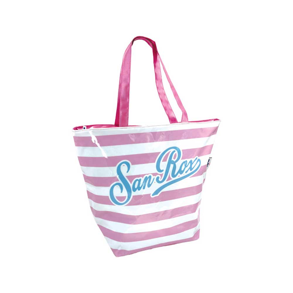 Coveri Collection Borsa Mare A Righe In Pvc Colore Rosa 54X45X22H Cm