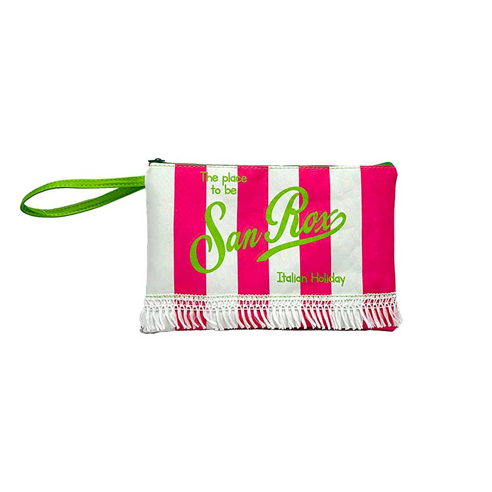 Coveri Collection Pochette Frange A Righe Colore Rosa 28X18 Cm