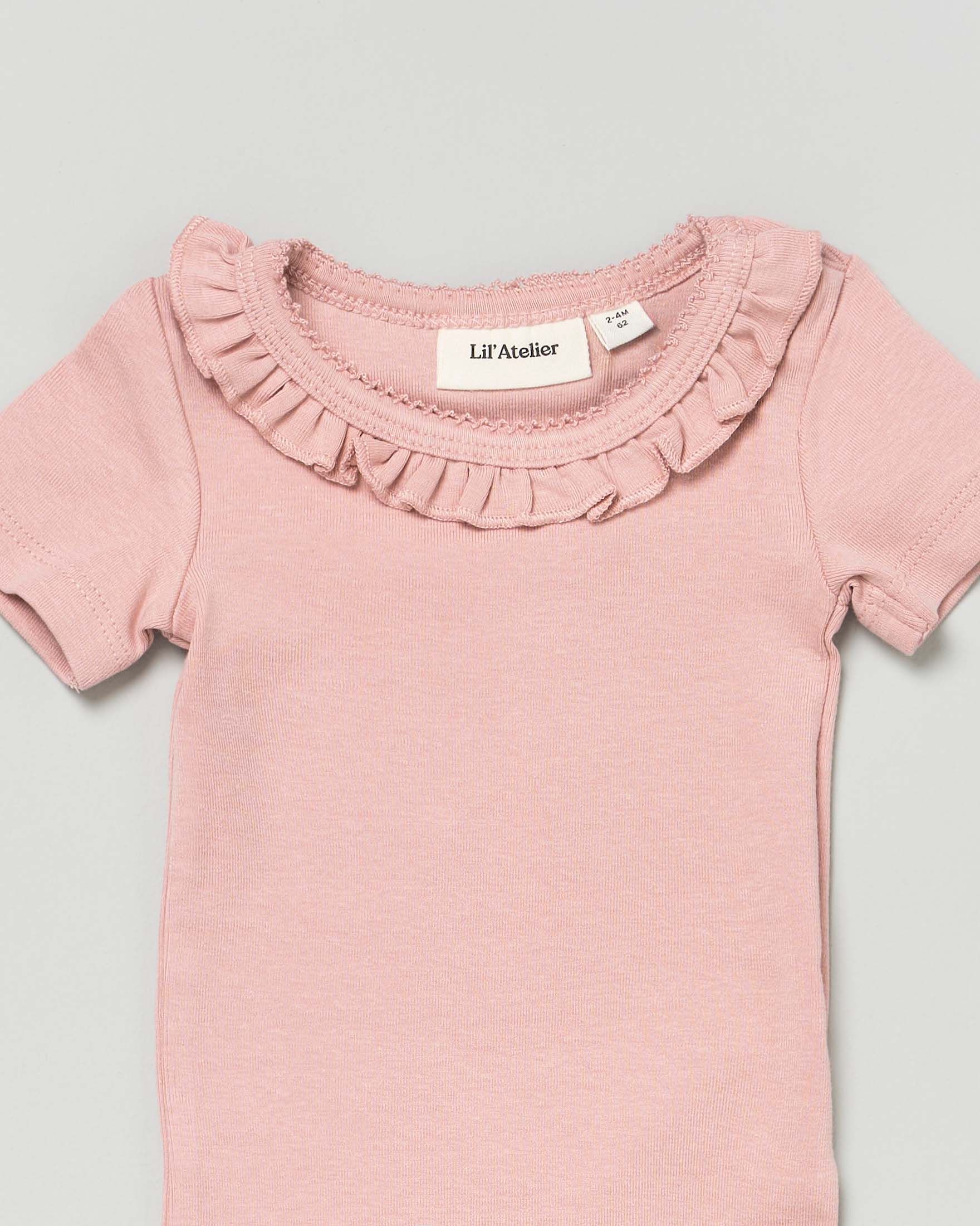 Body Lil'Atelier rosa a maniche corte con rouches