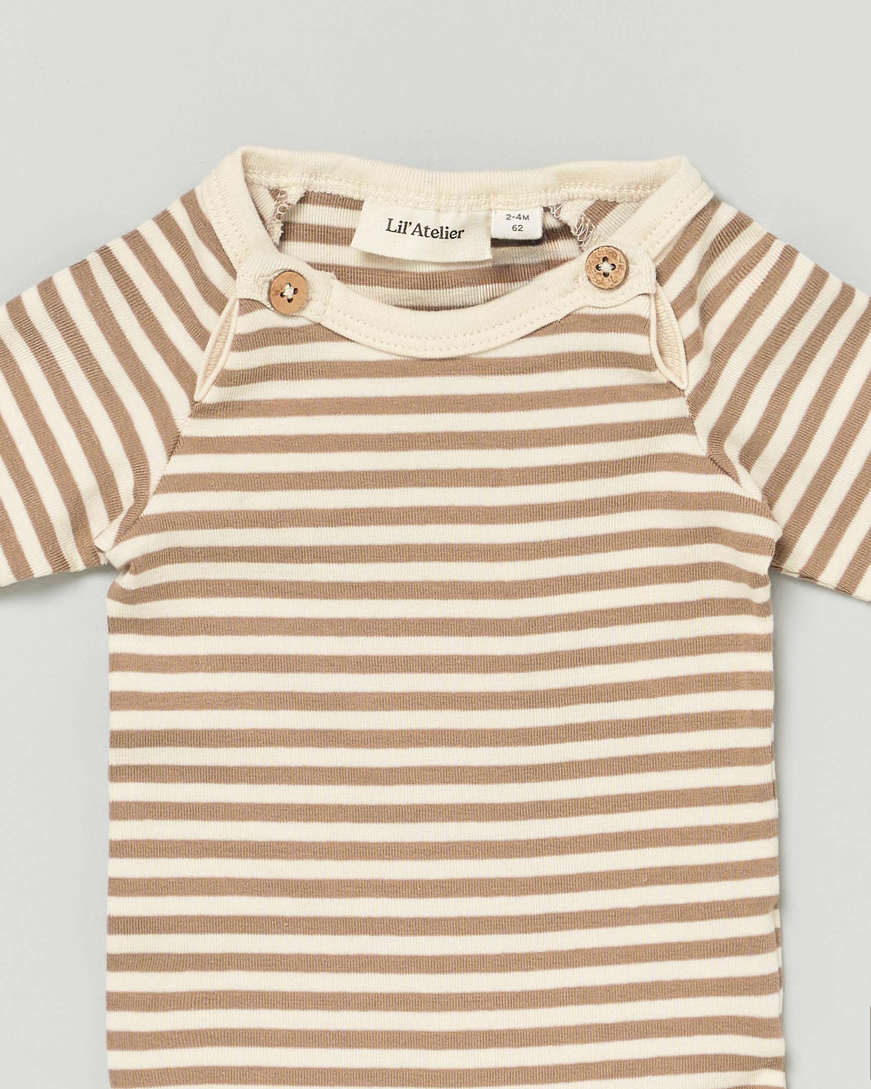 Body Lil'Atelier a righe avorio e noce a maniche lunghe image