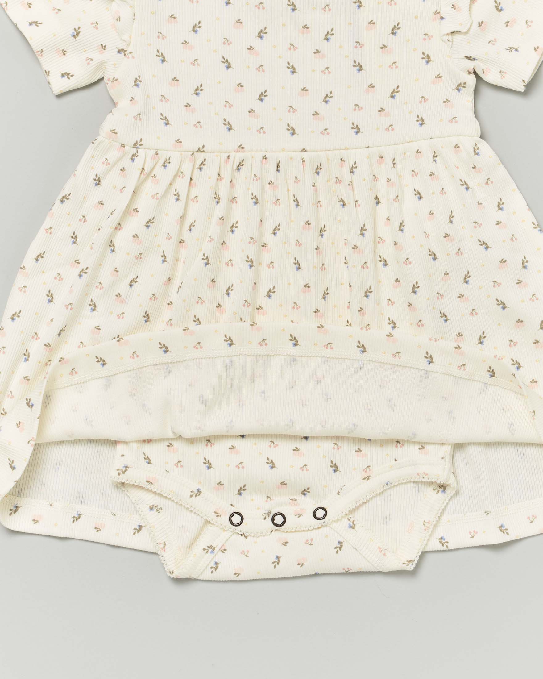 Abito Lil'Atelier avorio in cotone a costine con stampa fiori image