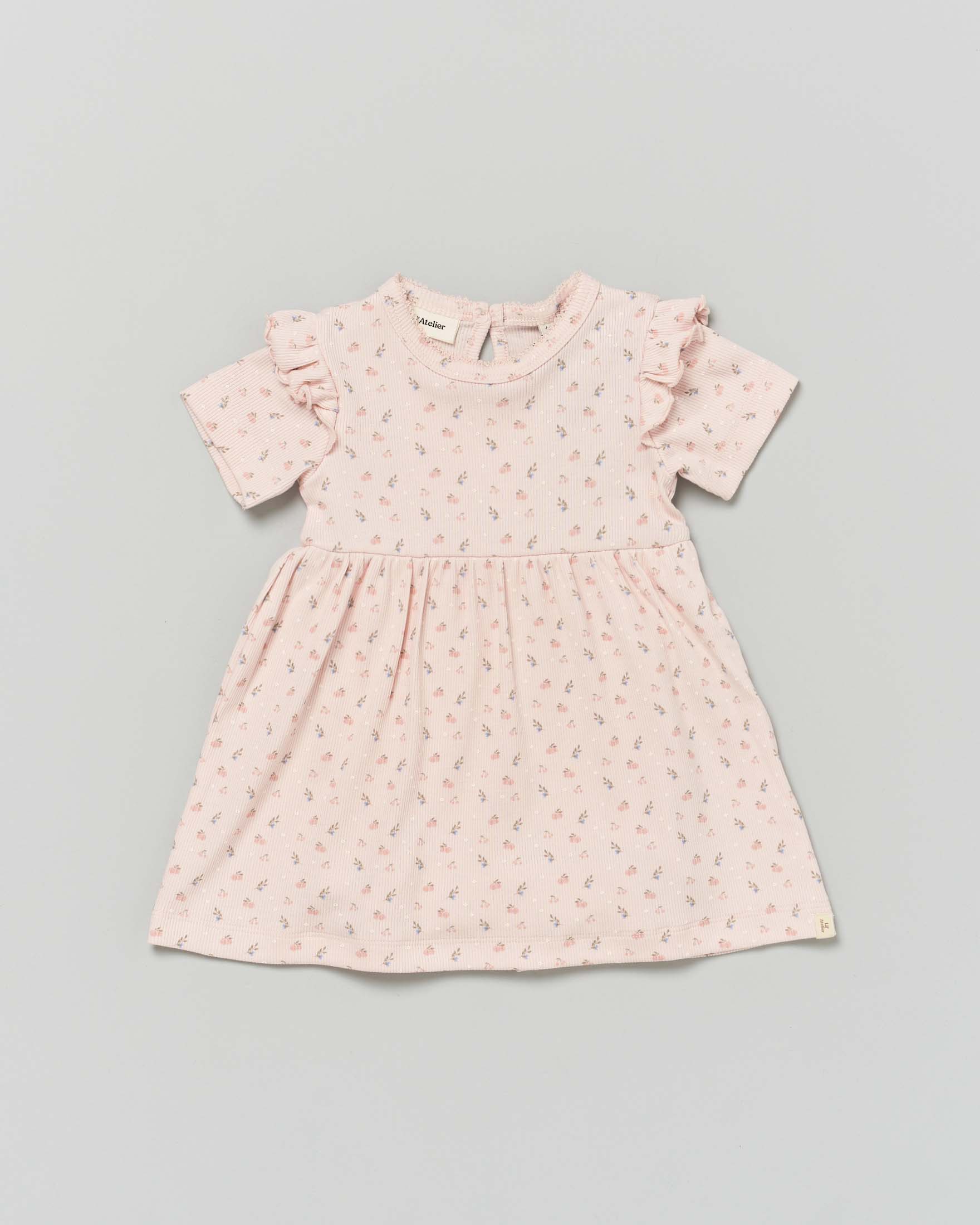 Abito Lil'Atelier rosa in cotone a costine con stampa fiori
