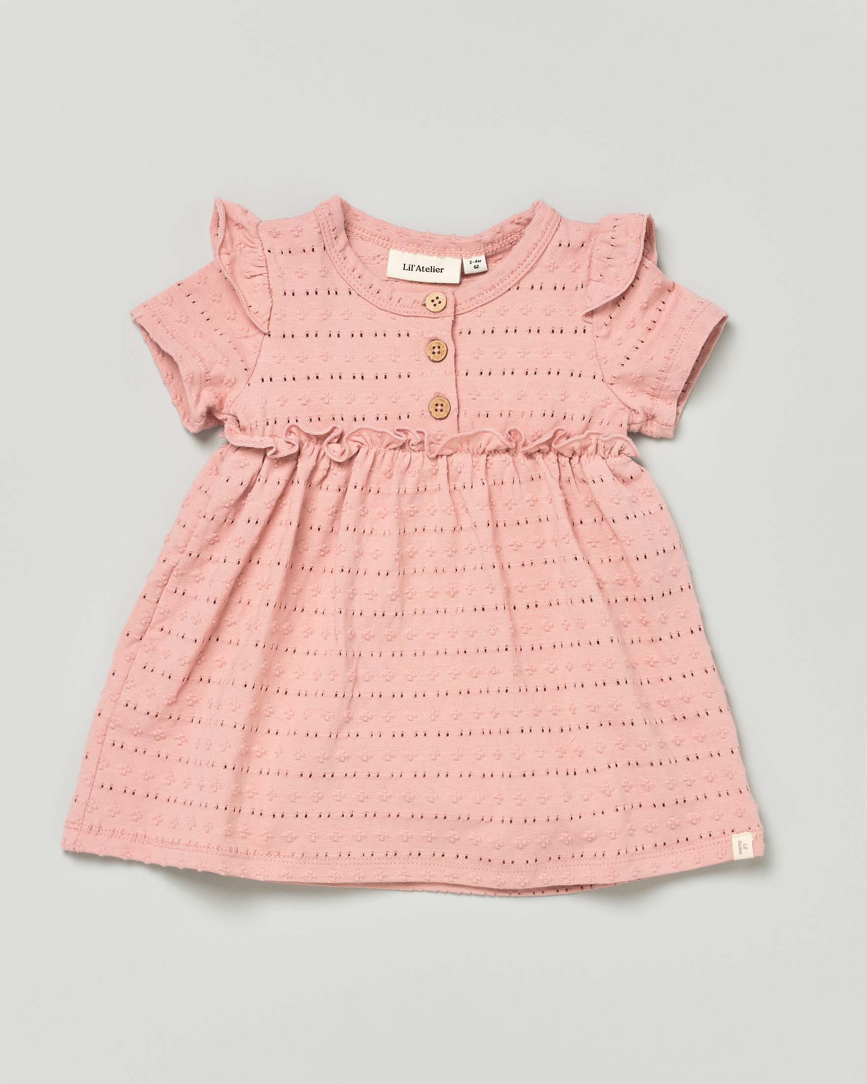Abito Lil'Atelier rosa antico in jersey operato con rouches