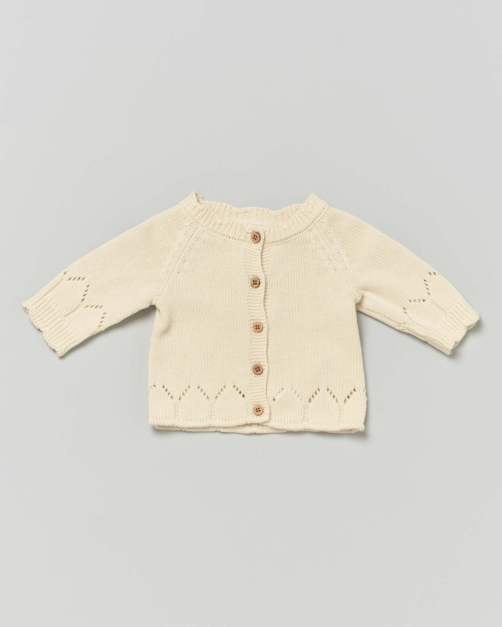 Cardigan Lil'Atelier panna in cotone lavorato
