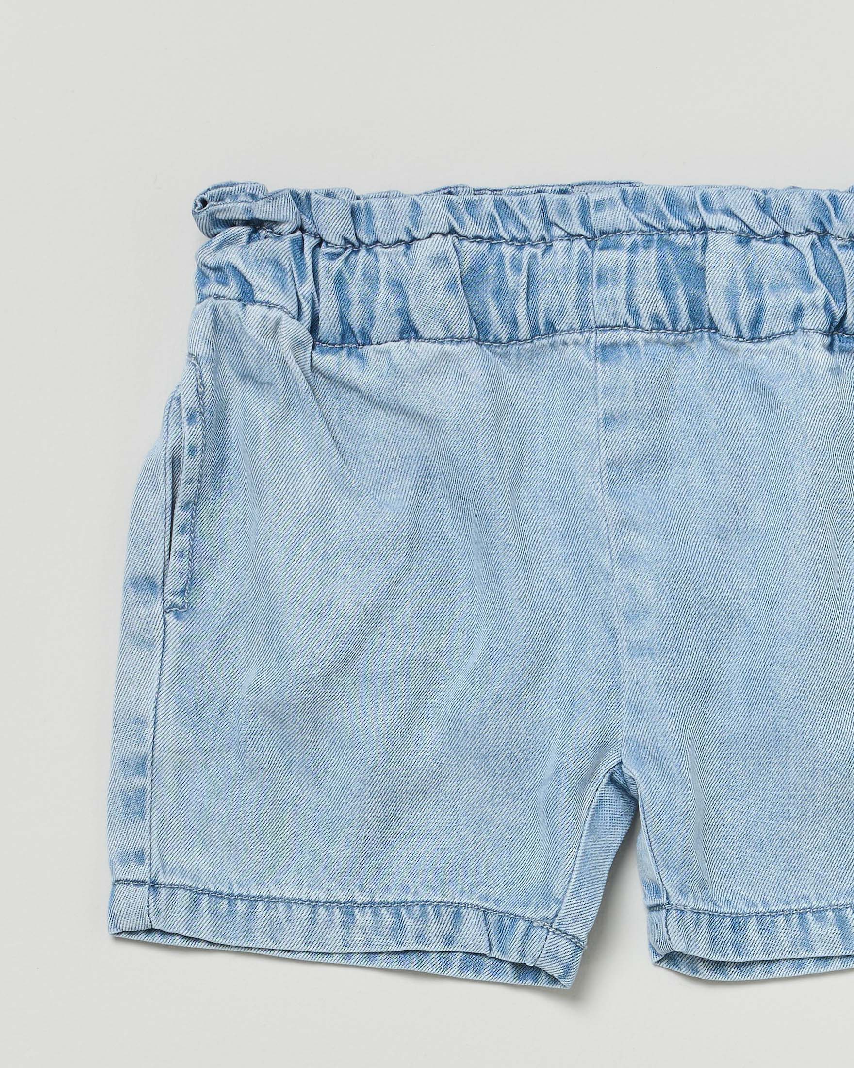 Short Lil'Atelier in chambray a lavaggio chiaro
