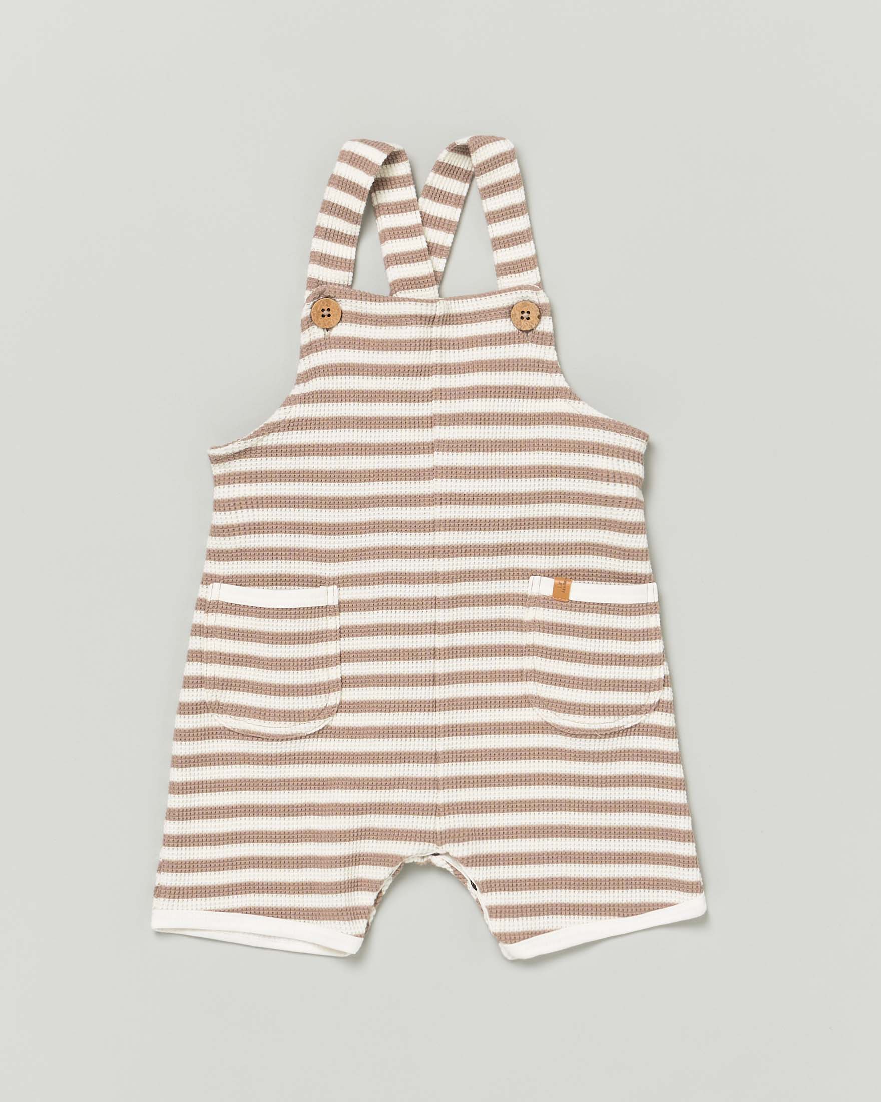 Salopette Lil'Atelier a righe avorio e noce