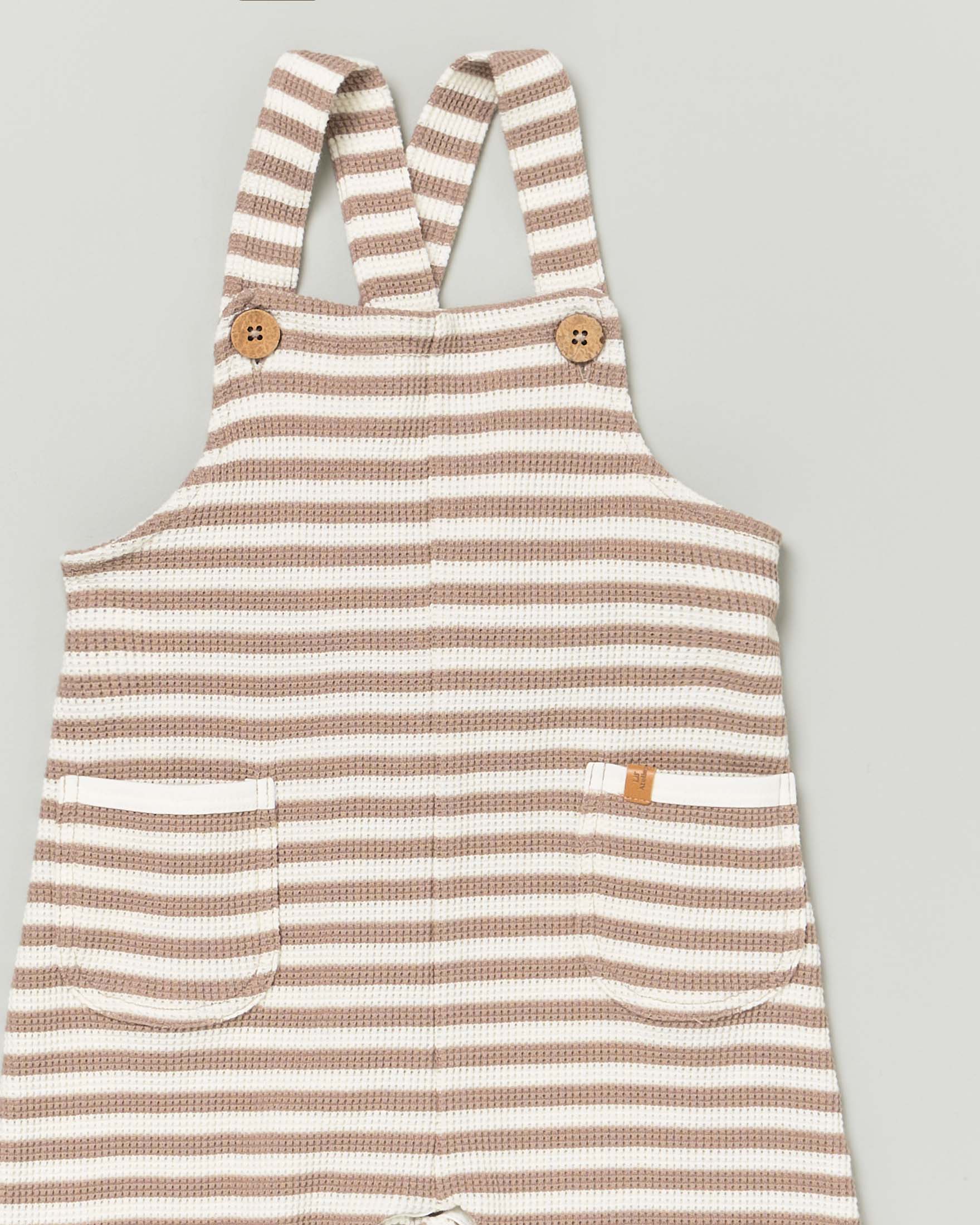 Salopette Lil'Atelier a righe avorio e noce image
