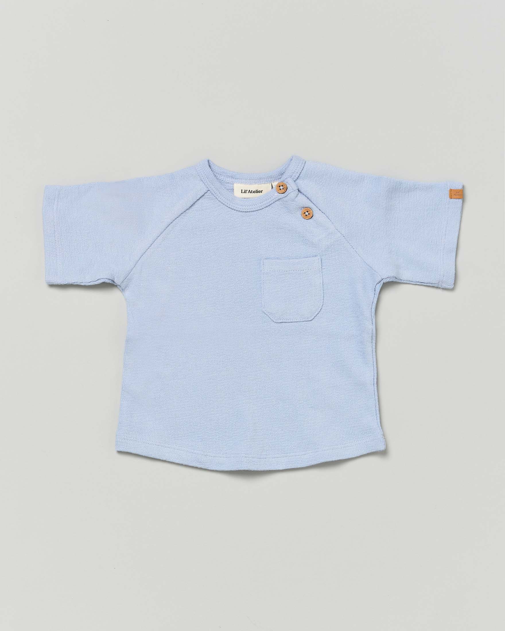 T-shirt mezza manica Lil'Atelier azzurra con taschino