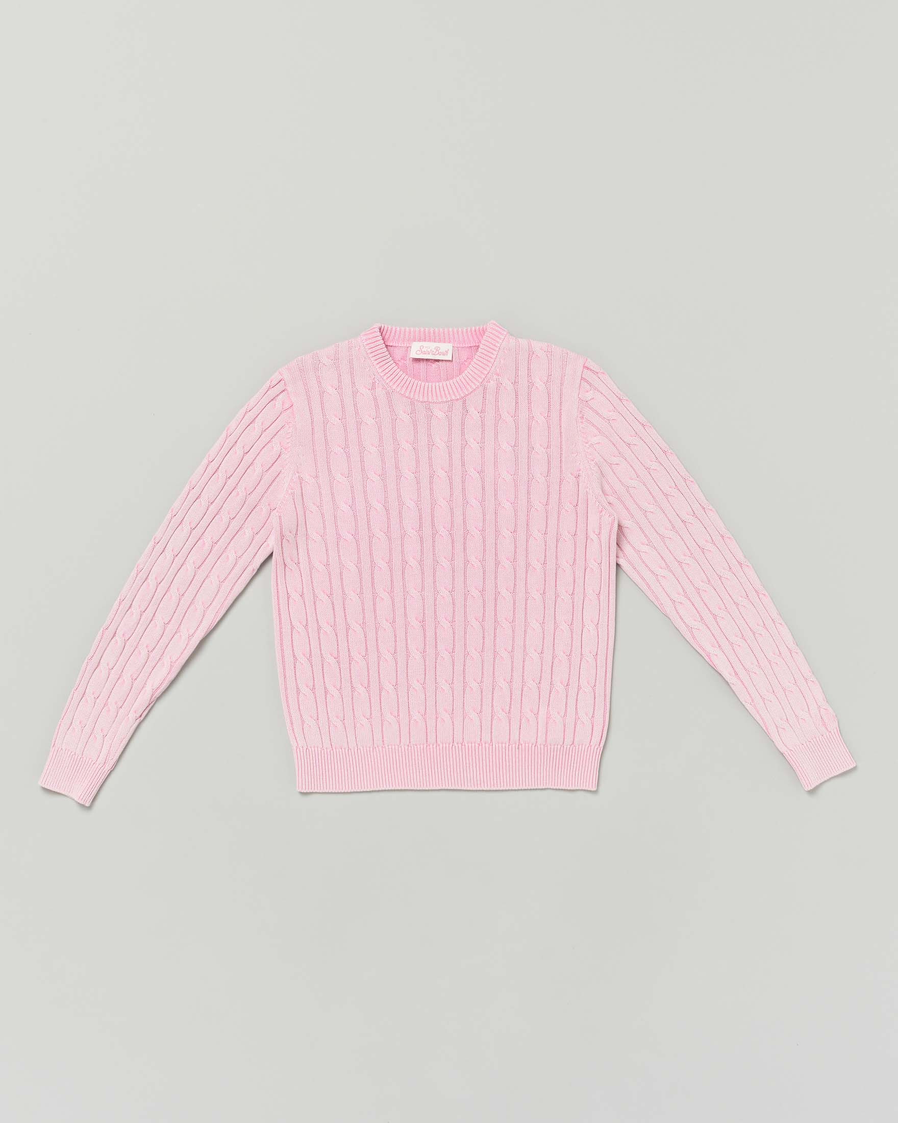 Maglioncino MC2 Saint Barth rosa in cotone a trecce