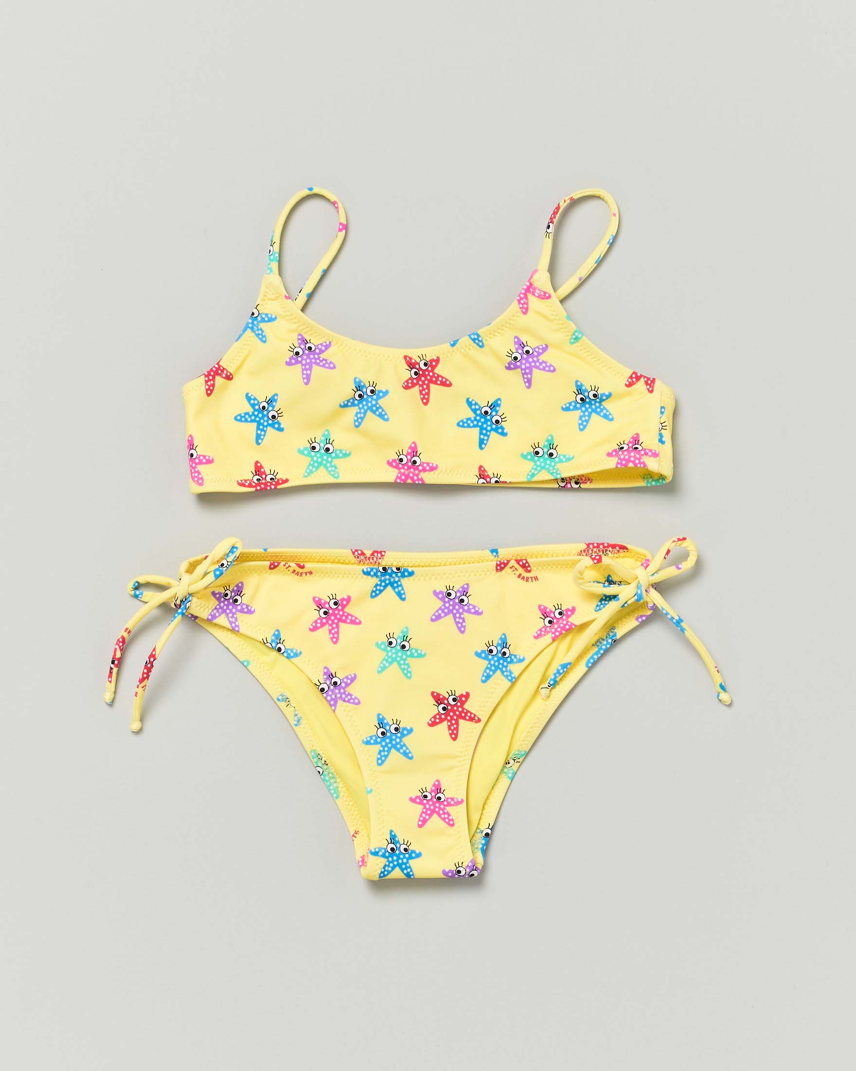 Bikini a bretelle Jaiden MC2 Saint Barth giallo con stampa stelle multicolor