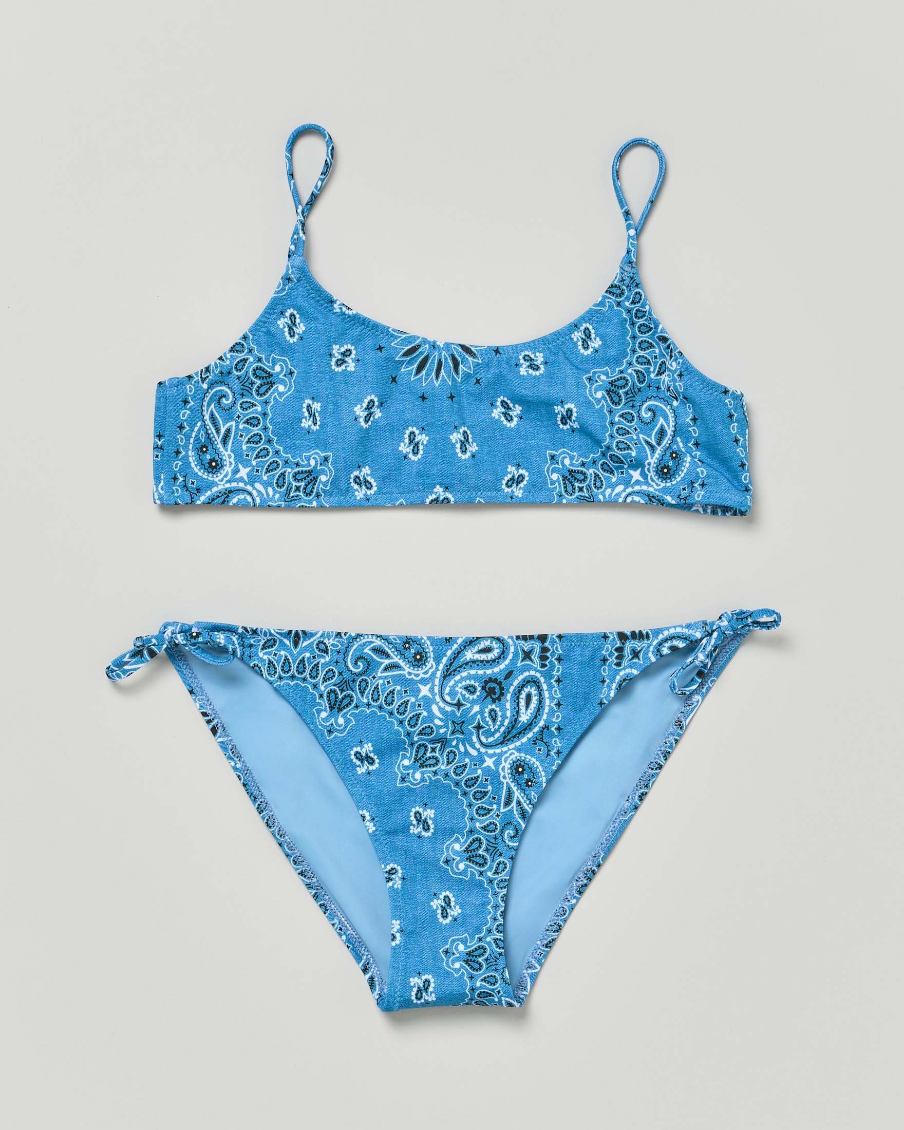 Bikini a bralette Jaiden MC2 Saint Barth in fantasia bandana blu indaco