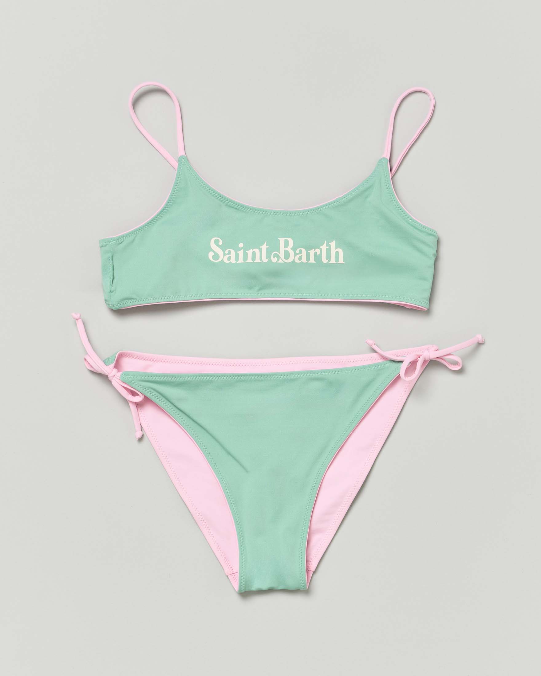 Bikini a bralette Jaiden MC2 Saint Barth rosa reversibile in verde salvia image