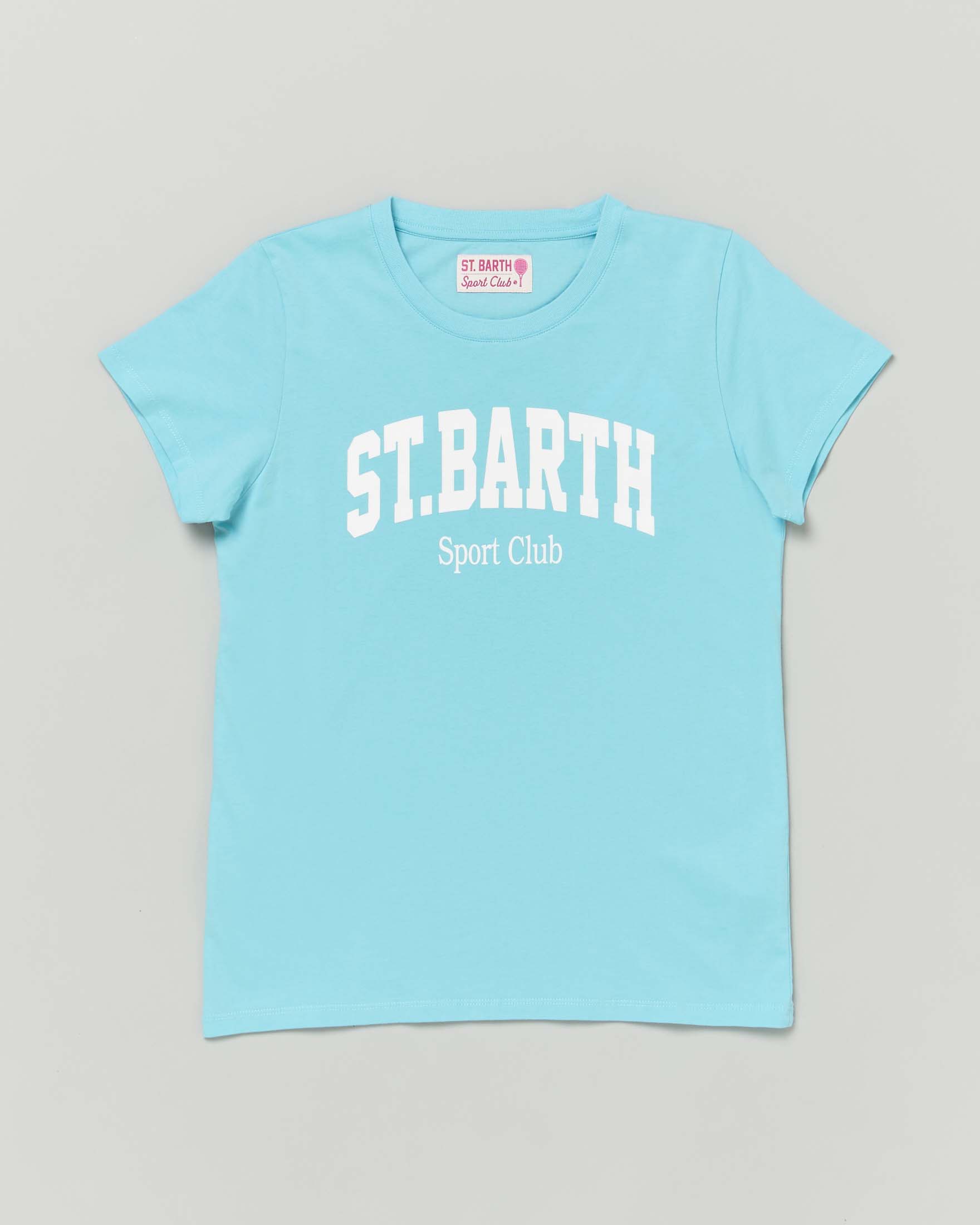 T-shirt MC2 Saint Barth azzurra con logo e scritta Sport Club