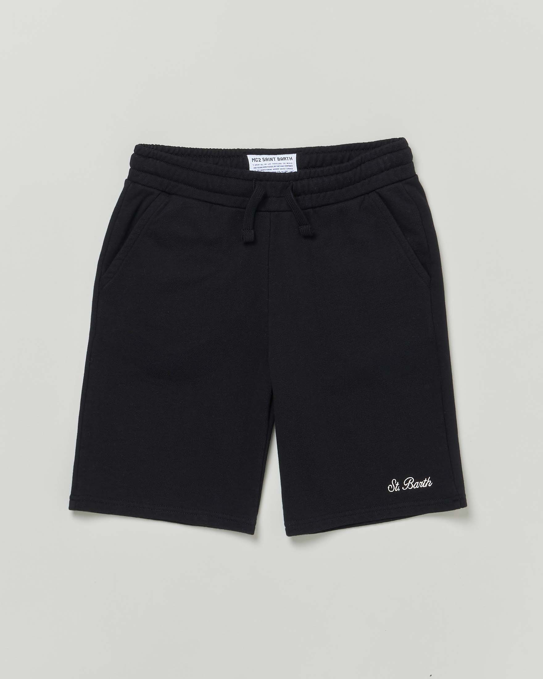 Bermuda nero MC2 Saint Barth in felpa di cotone con logo