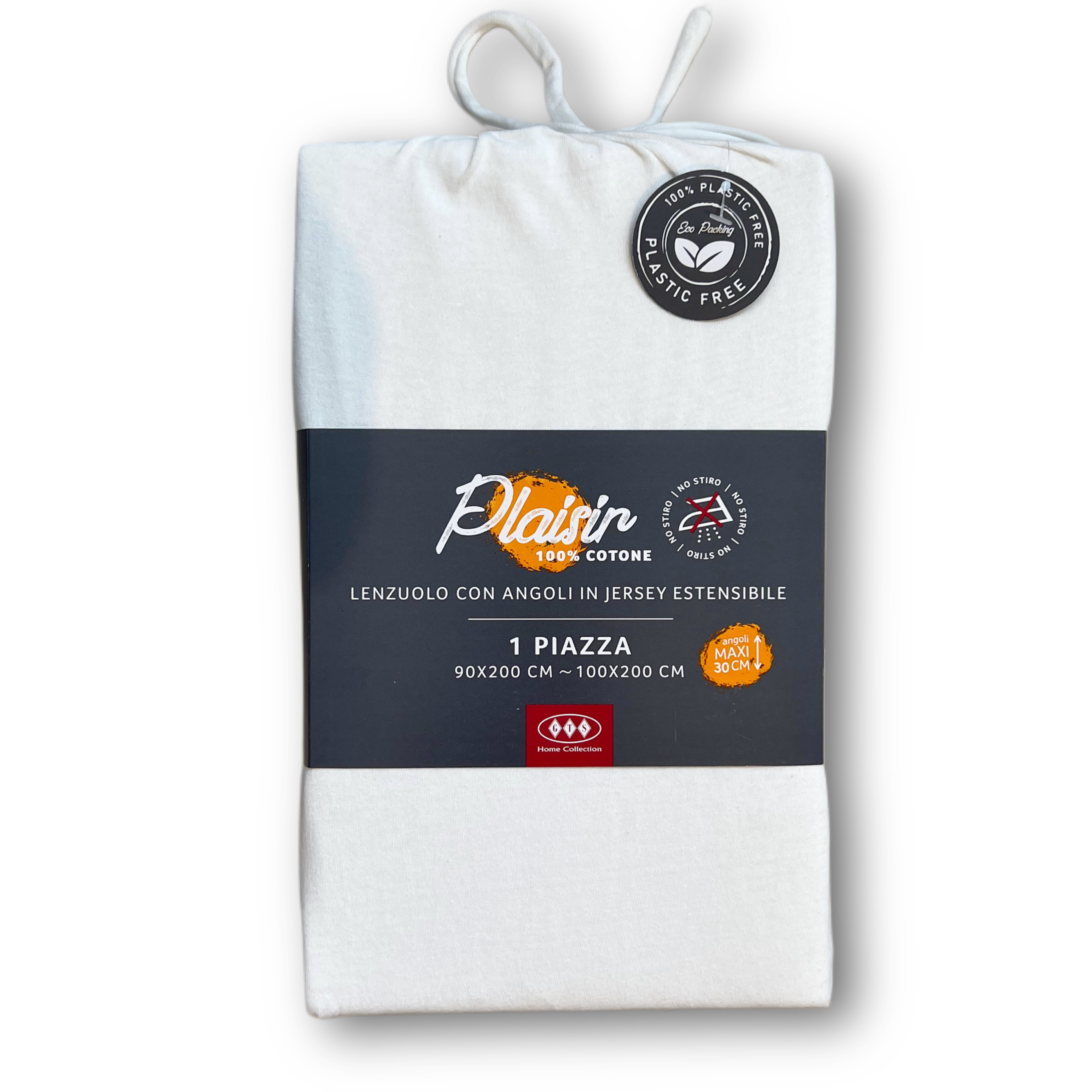 Lenzuolo in Jersey Estensibile Plaisir 1 Piazza 90x200 Bianco Gts