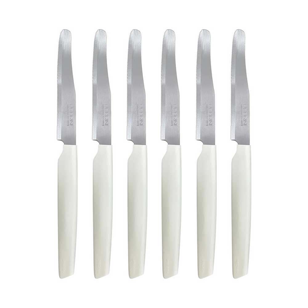 Pedrini 6 Coltelli Da Tavola Linea Active Con Lama In Acciaio Inox Colore Bianco