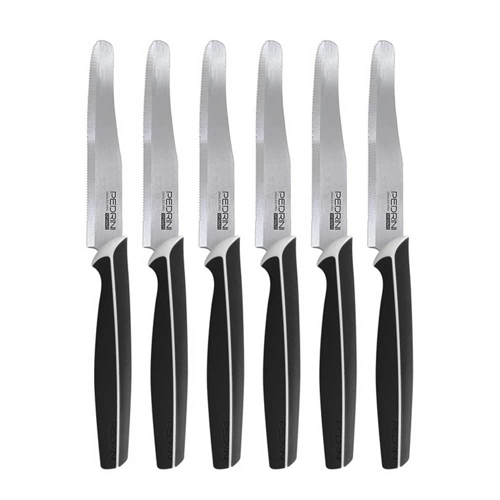Pedrini 6 Coltelli Da Tavola Linea Master Con Lama In Acciaio Inox Colore Nero