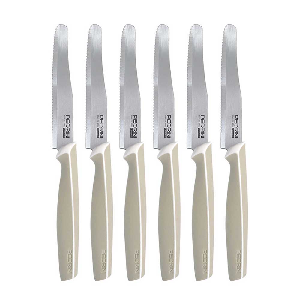 Pedrini 6 Coltelli Da Tavola Linea Master Con Lama In Acciaio Inox Colore Grigio
