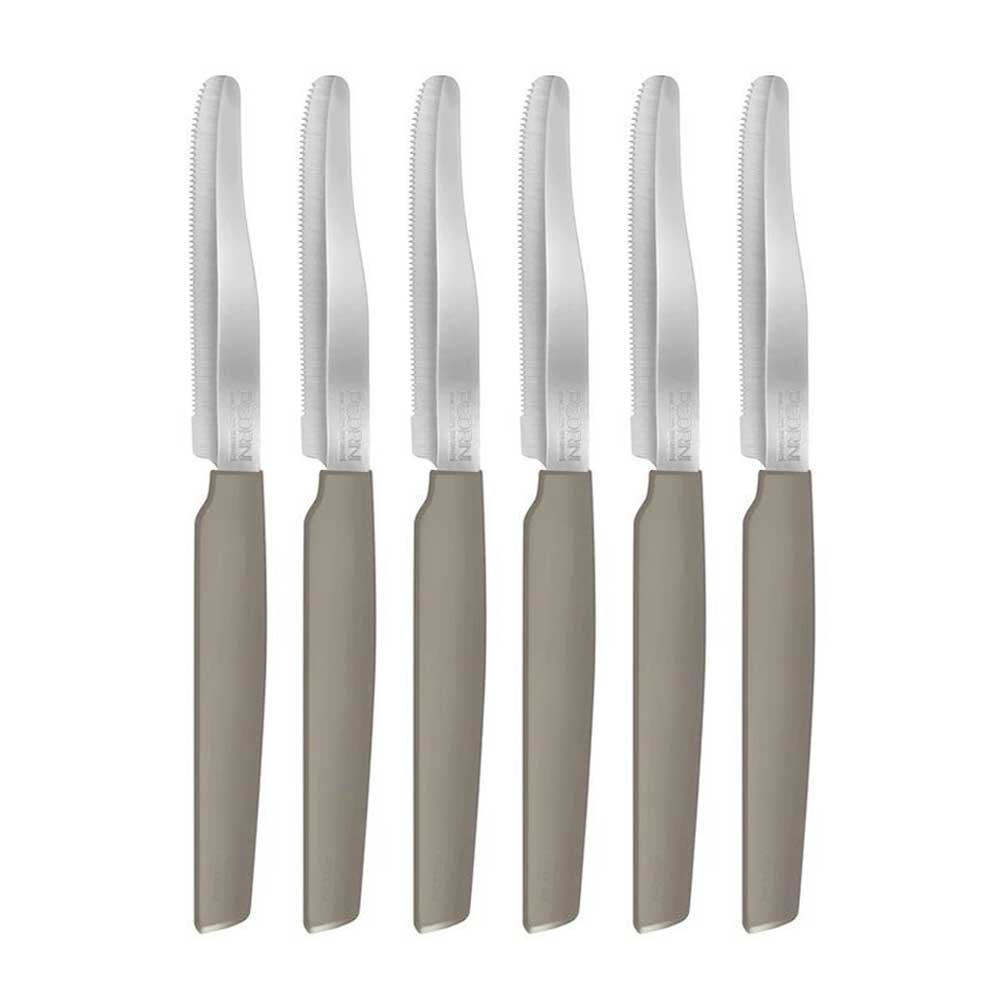 Pedrini 6 Coltelli Da Tavola Linea Active Con Lama In Acciaio Inox Colore Tortora