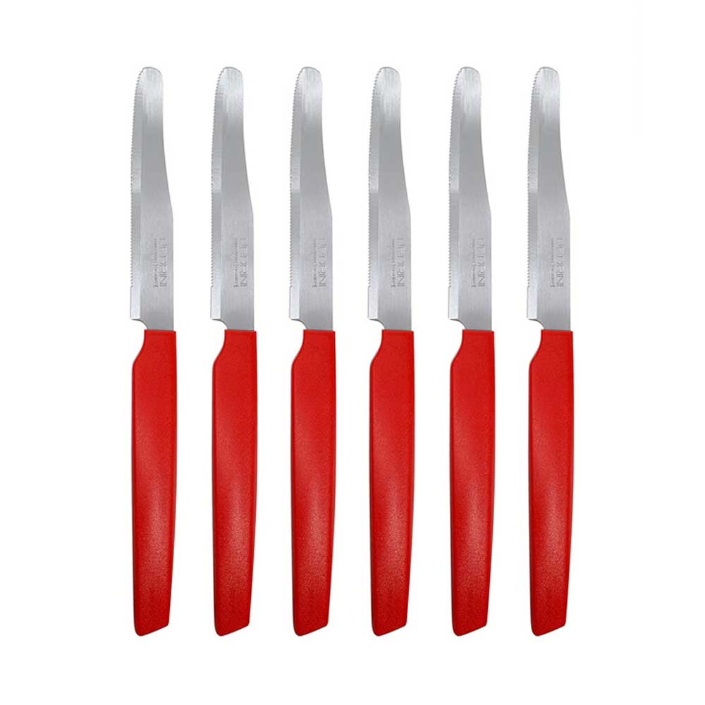 Pedrini 6 Coltelli Da Tavola Linea Active Con Lama In Acciaio Inox Colore Rosso