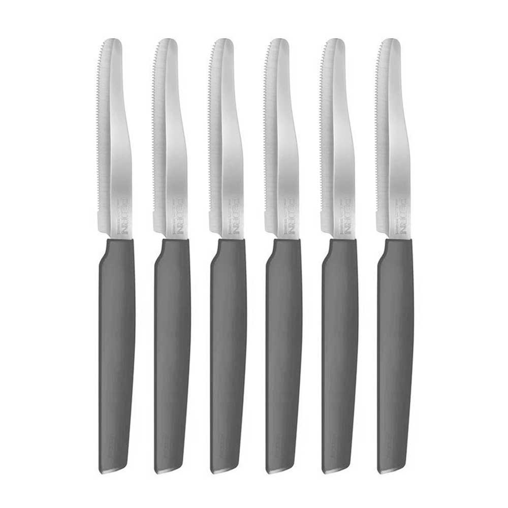 Pedrini 6 Coltelli Da Tavola Linea Active Con Lama In Acciaio Inox Colore Antracite