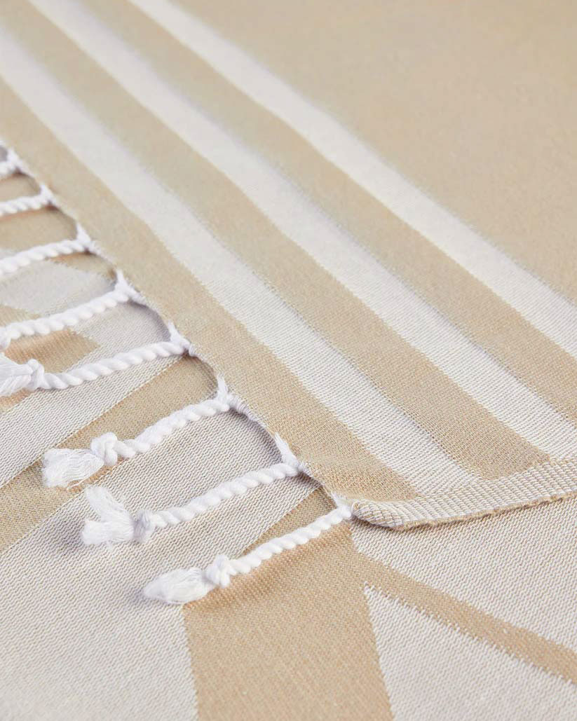 Telo mare beige Sundek in tela fouta di cotone con maxi logo bianco